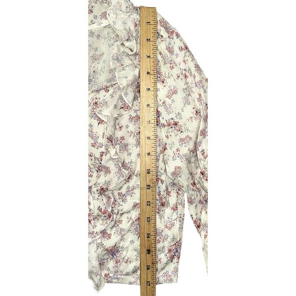 NWT Chelsea & Violet Floral Woven Lace-Up Ruffle Blouse Top Women's Large - Picture 2 of 8